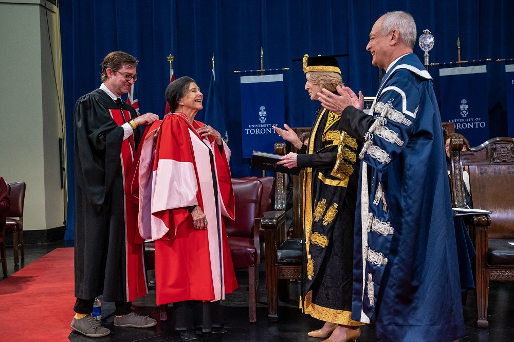 Alanis Obomsawin receives honorary degree on June 19, 2023. Alanis Obomsawin receives honorary degree on June 19, 2023. Photo credit: Lisa Sakulensky