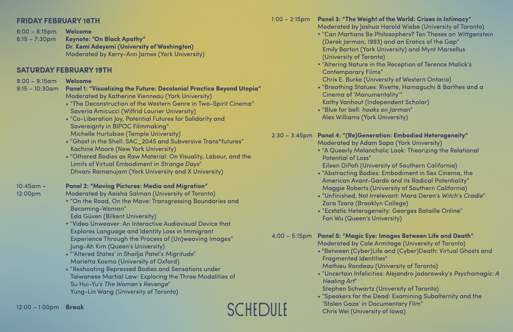 Altered States Conference Schedule