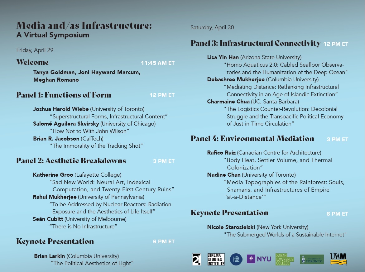Media and/as Infrastructure Symposium schedule